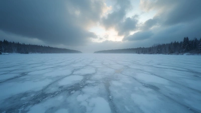 Frozen Lake with Thick Ice Under Overcast Sky
