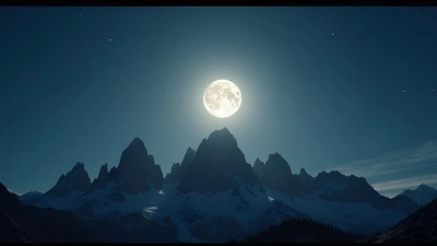 Full Moon Over Rugged Mountain Range At Night