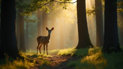 Gentle Doe Beside Tall Leafy Trees