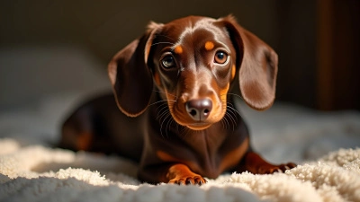 Glossy Chocolate Dachshund Close-Up Sitting