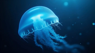 Glowing Blue Jellyfish in Deep Ocean