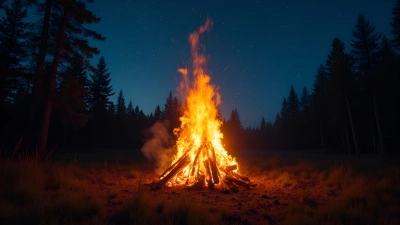 Glowing Bonfire at Night Under Starry Sky