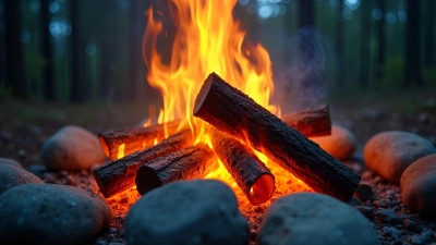 Glowing Burning Firewood Logs With Flames
