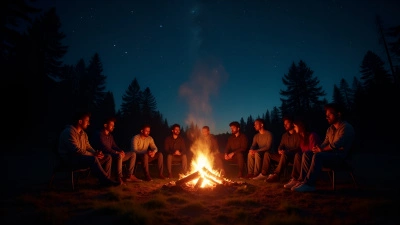 Glowing Campfire Gathering Under Starry Sky