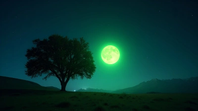 Glowing Green Orb Above Large Tree At Night