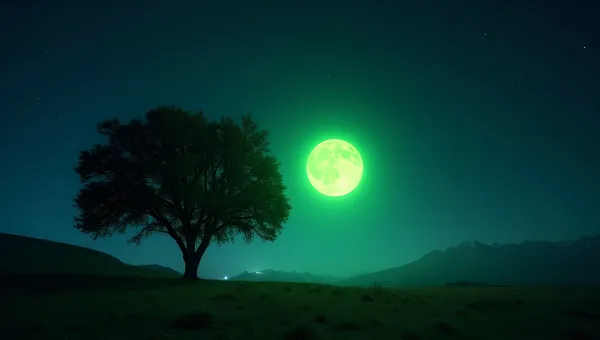 Glowing Green Orb Above Large Tree At Night