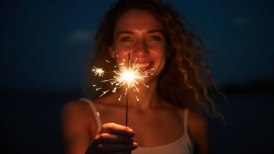 Glowing Sparkler Lighting Joyful Night Face