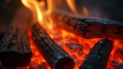 Glowing Wood Embers Close-Up Macro Shot