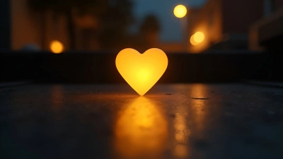 Glowing Yellow Heart-Shaped Light On Black Surface