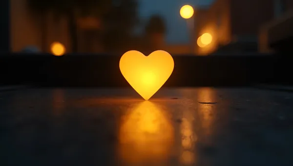 Glowing Yellow Heart-Shaped Light On Black Surface