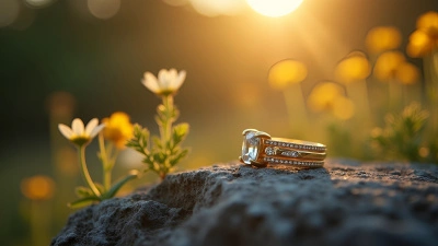 Gold Ring with Clear Gemstones Close-Up