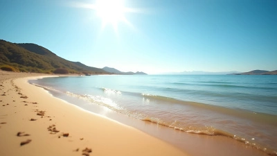 Golden Brown Sandy Shore Along Calm Lake