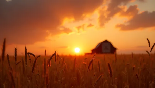 Golden Brown Wheat Stalks At Sunset