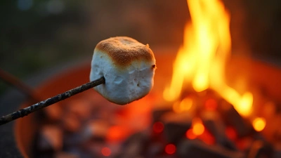 Golden Marshmallow Roasting Over Open Flame