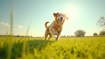 Golden Retriever Running Across Green Grass