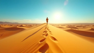 Golden Sand Dune With Solitary Person In Desert