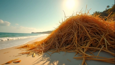 Golden Straw Heap on Sandy Beach