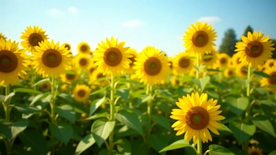 Golden Sunflowers Field Under Blue Sky