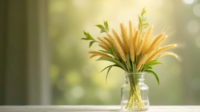 Golden Wheat Stalks In Clear Glass Vase
