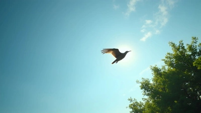 Graceful Bird Soaring Near Green Trees