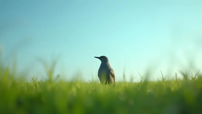 Gray Bird On Green Grassy Field