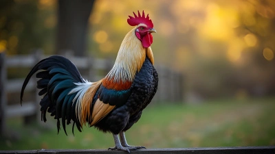 Gray and Red Rooster on Rustic Fence