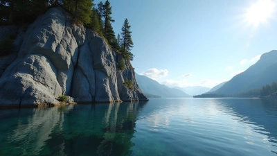 Gray Rocky Cliff Beside Calm Lake