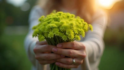 Green Flower Bouquet Held by Hands
