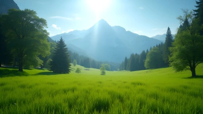 Green Grass Field With Mountain View