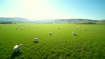 Green Grass Field With White Sheep Grazing