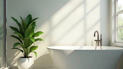 Green-Leafed Plant Next To Modern Bathtub