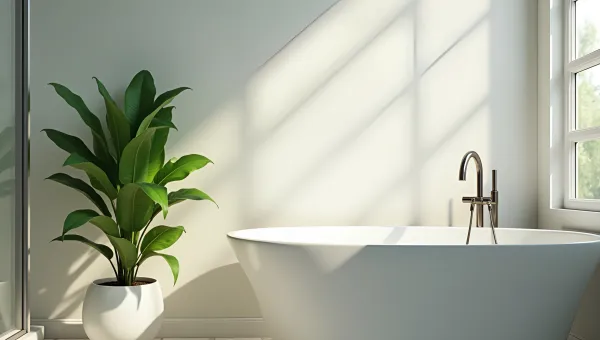 Green-Leafed Plant Next To Modern Bathtub