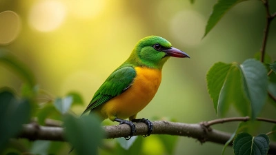 Green And Yellow Bird On Branch