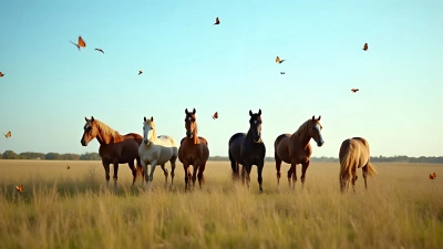 Group Of Horses Grazing In Open Field