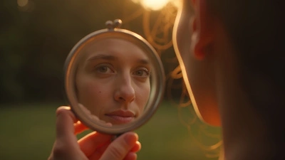 Handheld Mirror Reflecting Face With Natural Light