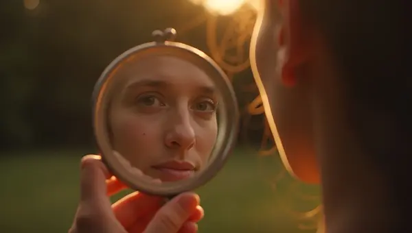 Handheld Mirror Reflecting Face With Natural Light