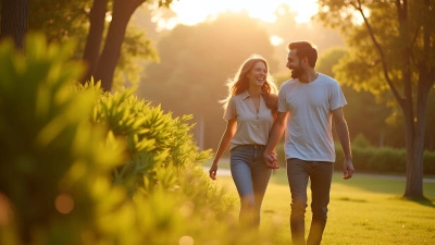 Happy Couple Strolling Outdoors In Park