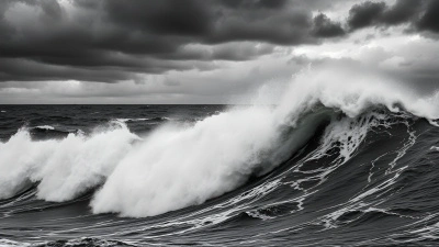 High-Contrast Grayscale Ocean Waves Photography