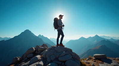 Hiker on Rocky Mountain Summit Under Clear Sky