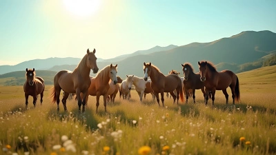 Horses Grazing Peacefully in Sunlit Meadow