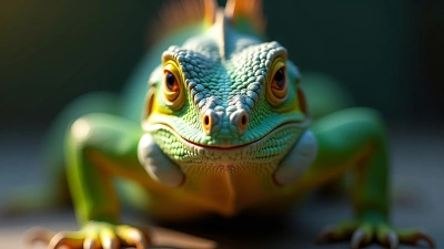 Iguana Textured Face With Vibrant Green Scales