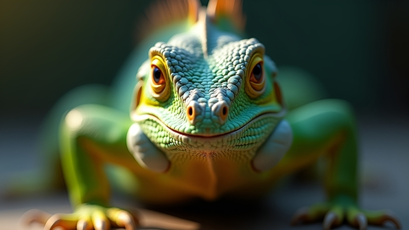 Iguana Textured Face With Vibrant Green Scales