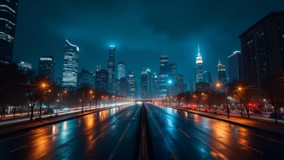 Illuminated City Skyline With Night Reflections