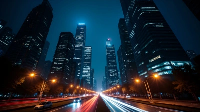 Illuminated Skyscrapers Against Night Sky