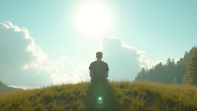 Individual Seated on Hill Under Bright Sky