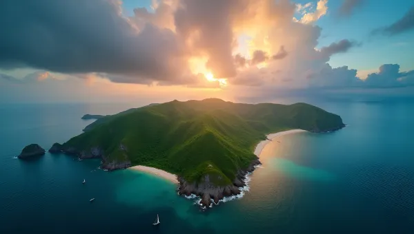 Island Changing Sky Timelapse Over Ocean