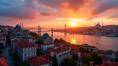Istanbul Aerial View At Sunset With Bosphorus Bridge