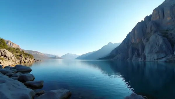 Jagged Gray Rock Formations Beside Calm Lake