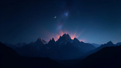 Jagged Mountain Peaks Under Starry Night Sky