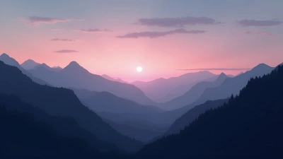 Jagged Mountain Silhouette at Twilight Sky